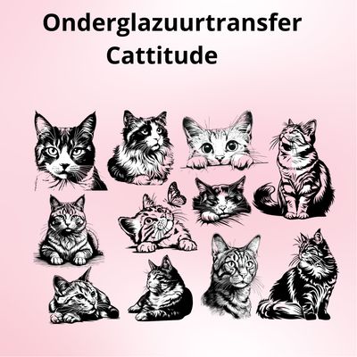 Onderglazuurtransfer A4: Cattitude Onderglazuurtransfer A4: Cattitude