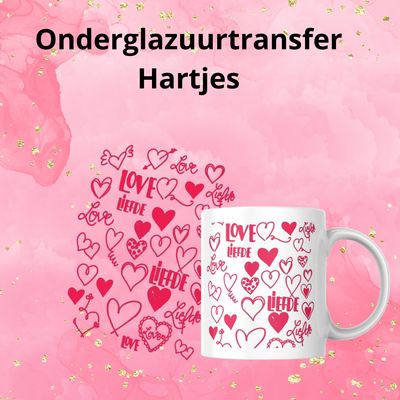 Onderglazuurtransfer A4: hartjes