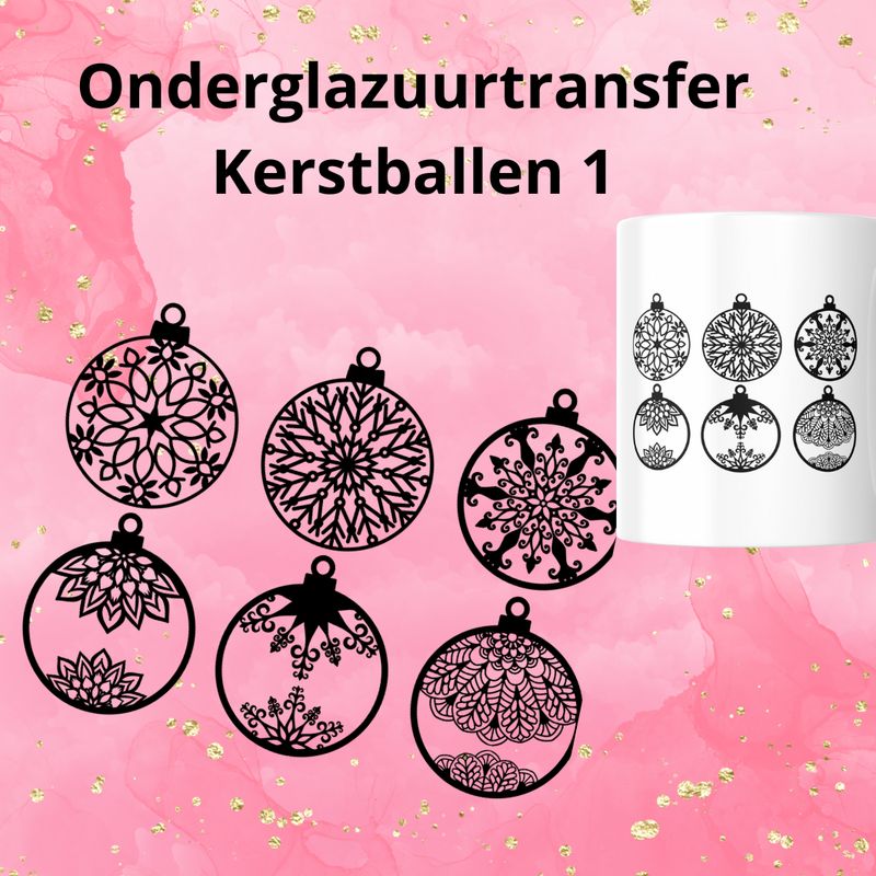 Onderglazuurtransfer A4: Kerstballen 1 Onderglazuurtransfer A4: Kerstballen 1