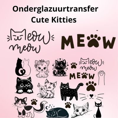 Onderglazuurtransfer A4: Cute Kitties Onderglazuurtransfer A4: Cute Kitties