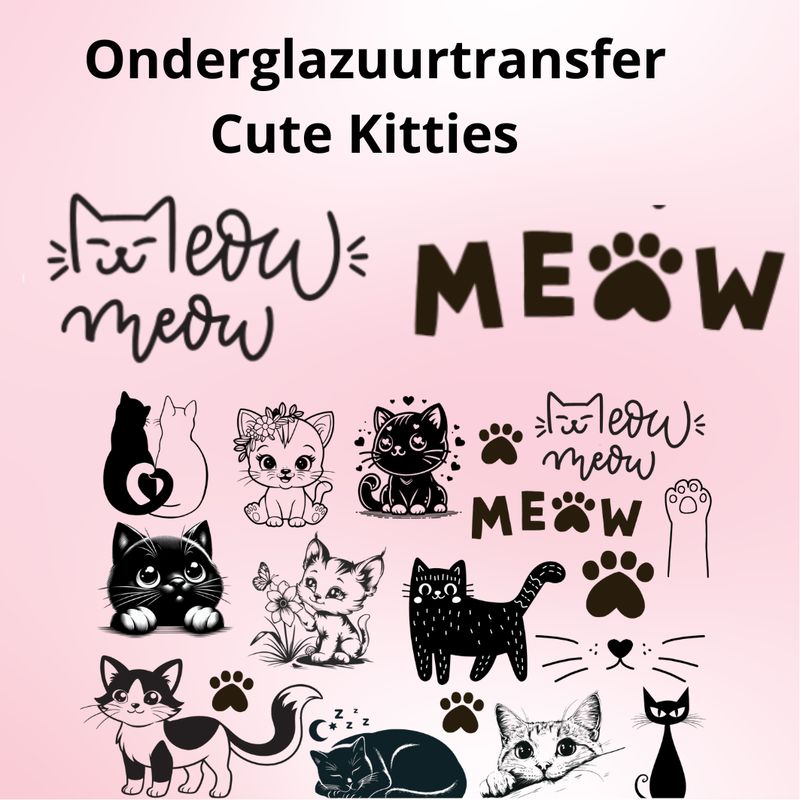 Onderglazuurtransfer A4: Cute Kitties Onderglazuurtransfer A4: Cute Kitties