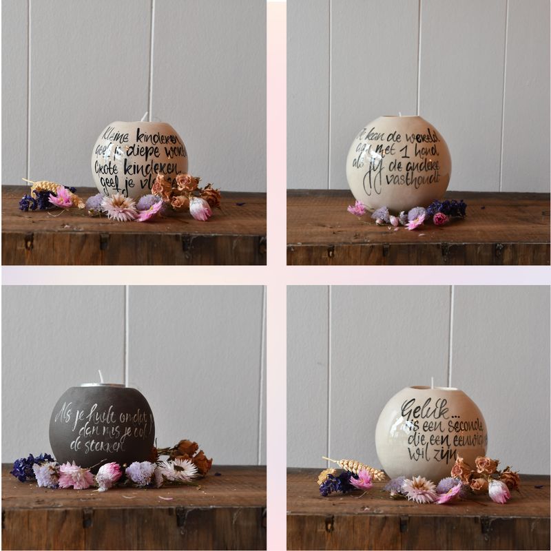 Theelicht met tekst naar keuze