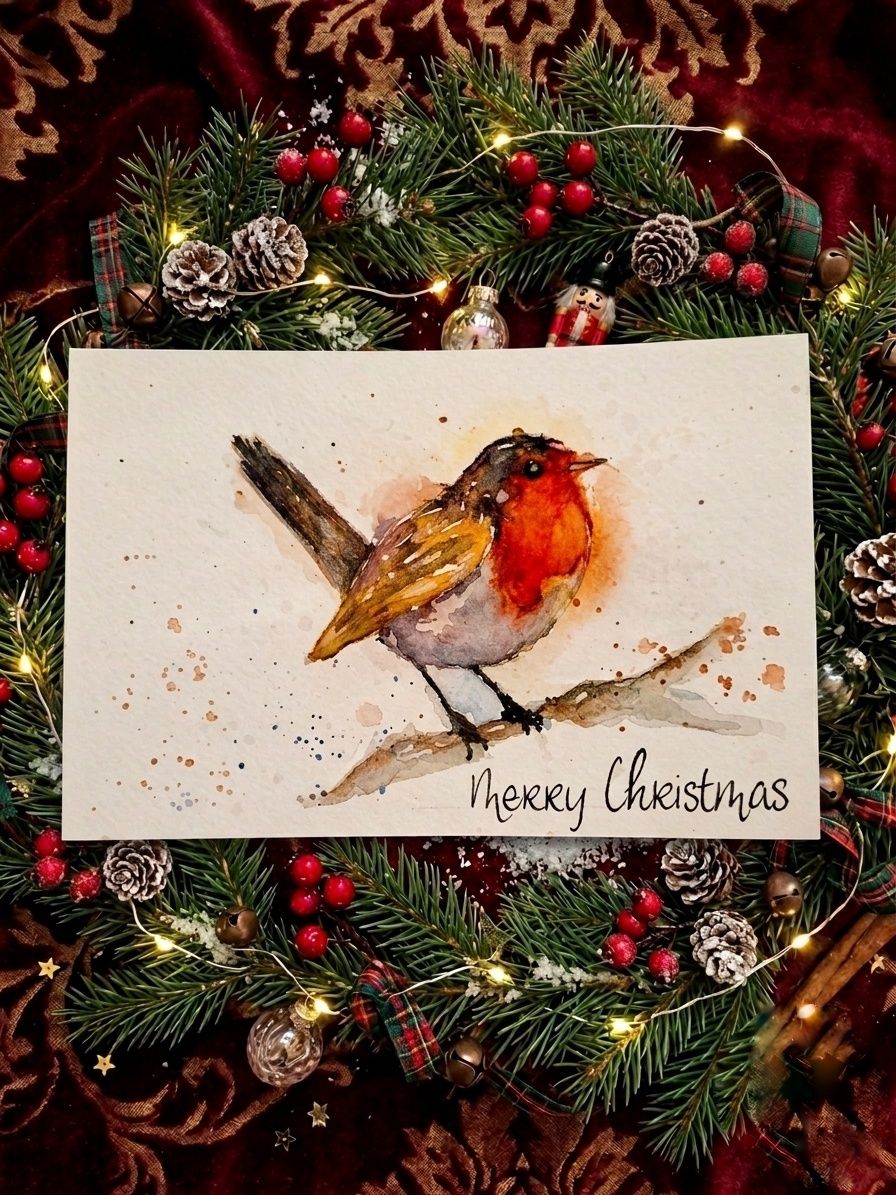 Workshop: Aquarel Kerstkaarten – Het Sfeervolle Roodborstje Zaterdag 10 oktober