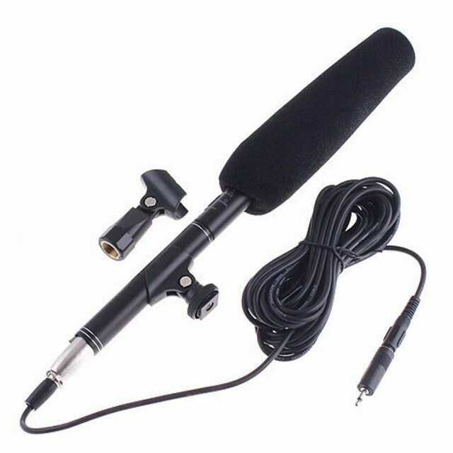 Long-Stick Condenser Camera Microphone Mic with Mount Clip For Media Interview