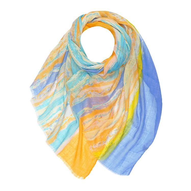 Yellow and Grey Waves Scarf