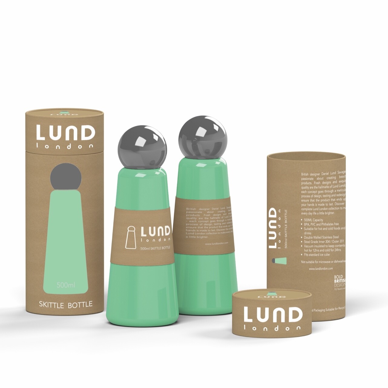 Skittle Bottle - Turquoise with Dark Grey Lid