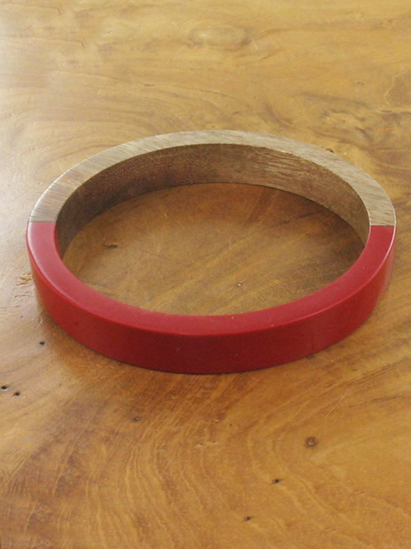 Red Resin and Wood Bangle