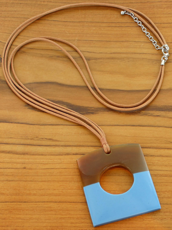 Resin and Horn Pendant Necklace
