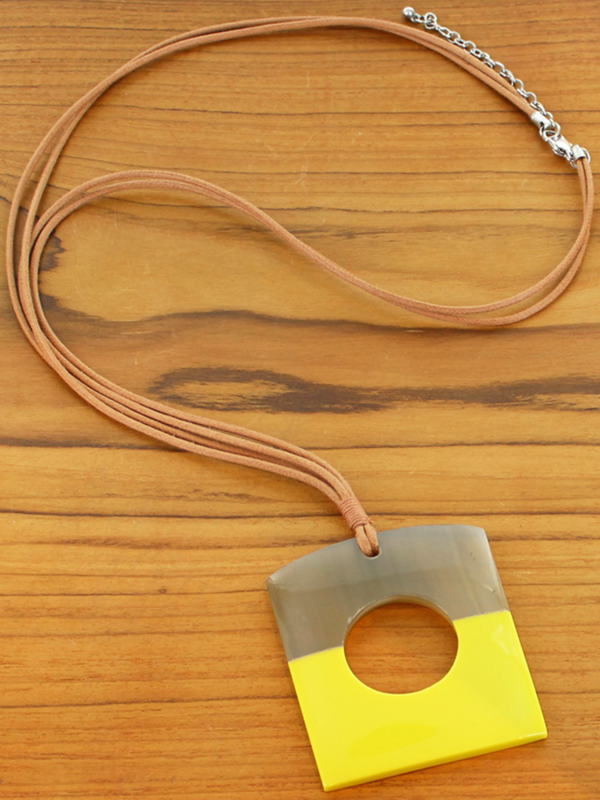 Resin and Horn Pendant Necklace