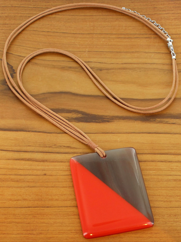 Resin and Horn Pendant Necklace