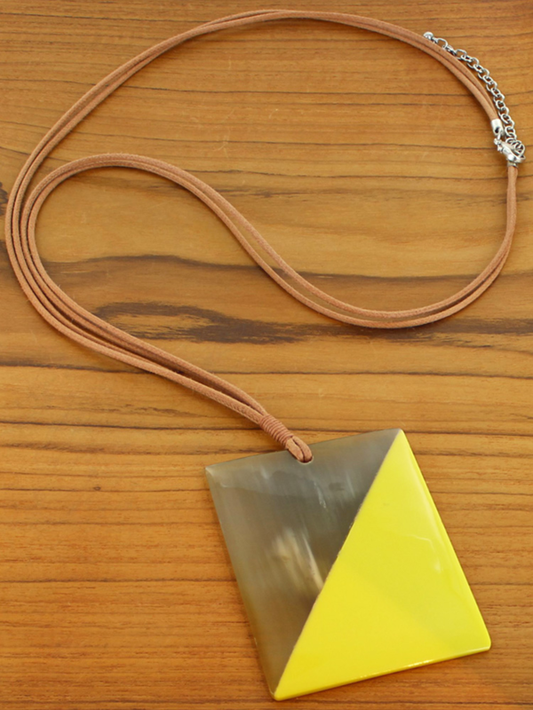 Resin and Horn Pendant Necklace