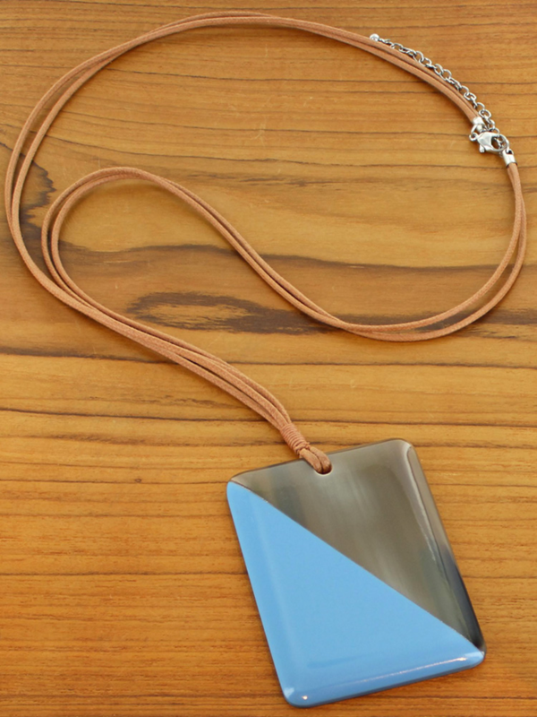 Resin and Horn Pendant Necklace
