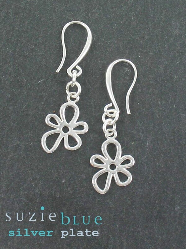 Silver Plated Earrings with Flower charm