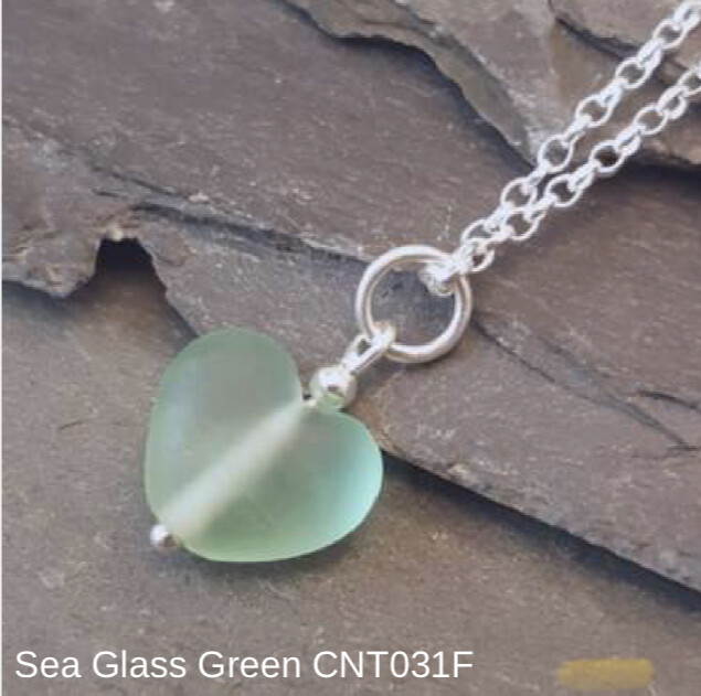 Cora Tiny Heart Necklace - Sea Glass Green Cora Tiny Heart Necklace - Sea Glass Green