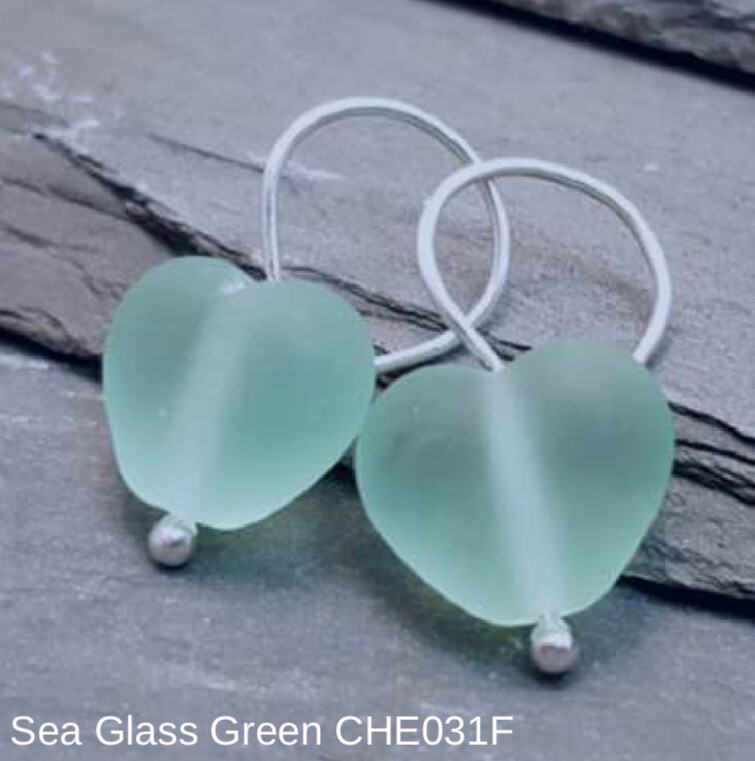 Cora Heart Earrings - Sea Glass Green