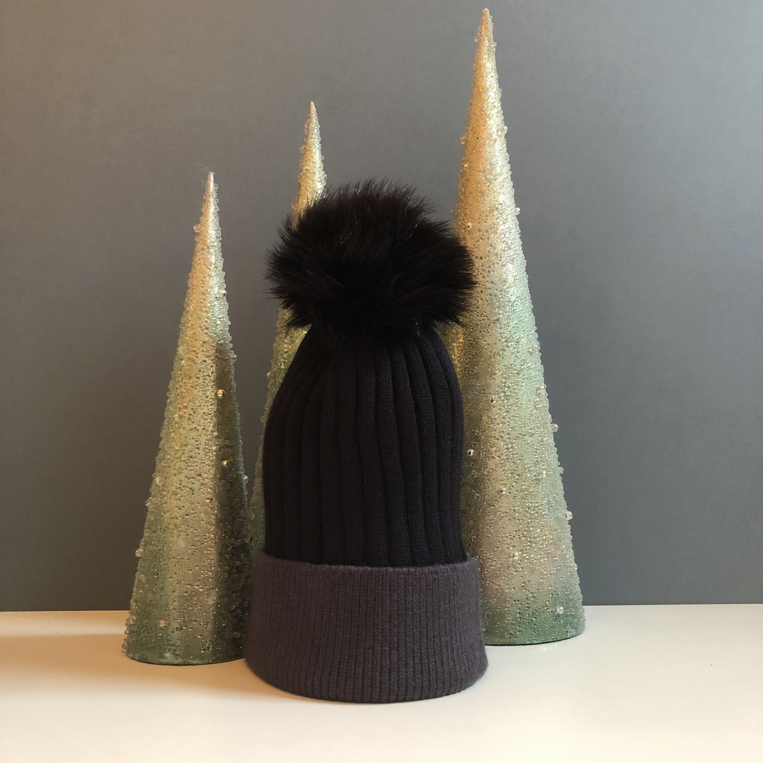Bobble Hat - Black and Dark Grey
