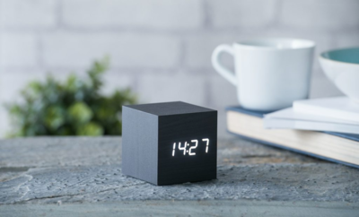 Cube Click Clock - Black And White LED