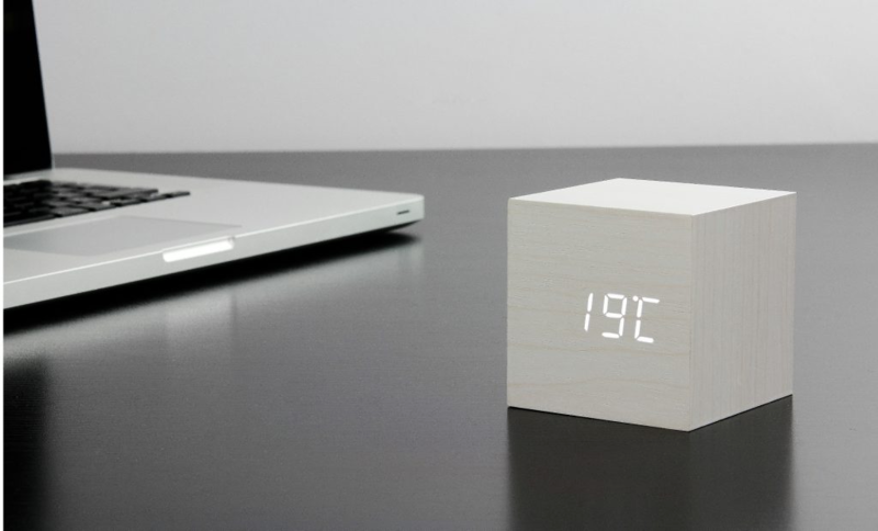 Cube Click Clock - White And White LED