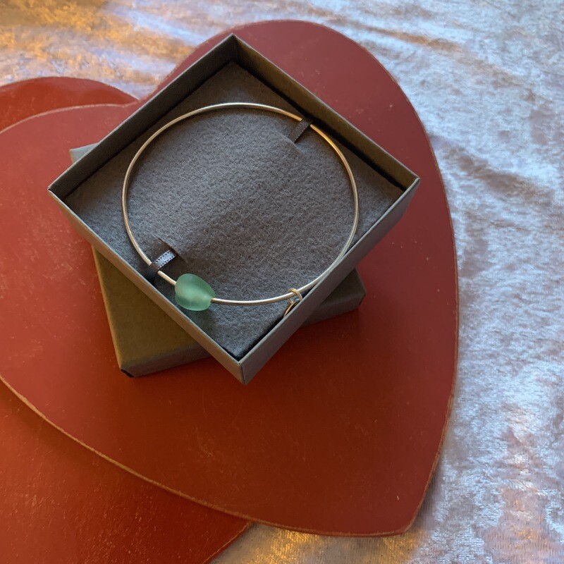 Cora Heart Bangle- Sea Glass Green Cora Heart Bangle- Sea Glass Green