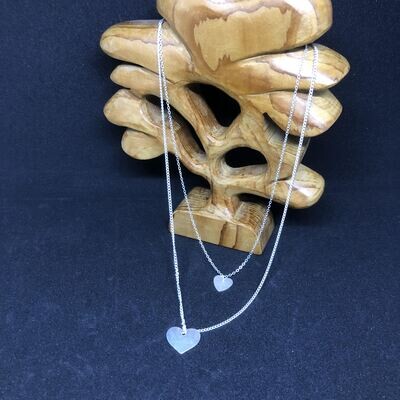 Silver Plated Layered Necklace with Heart Design