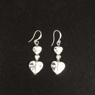 Silver Plated Beaten Heart Earrings