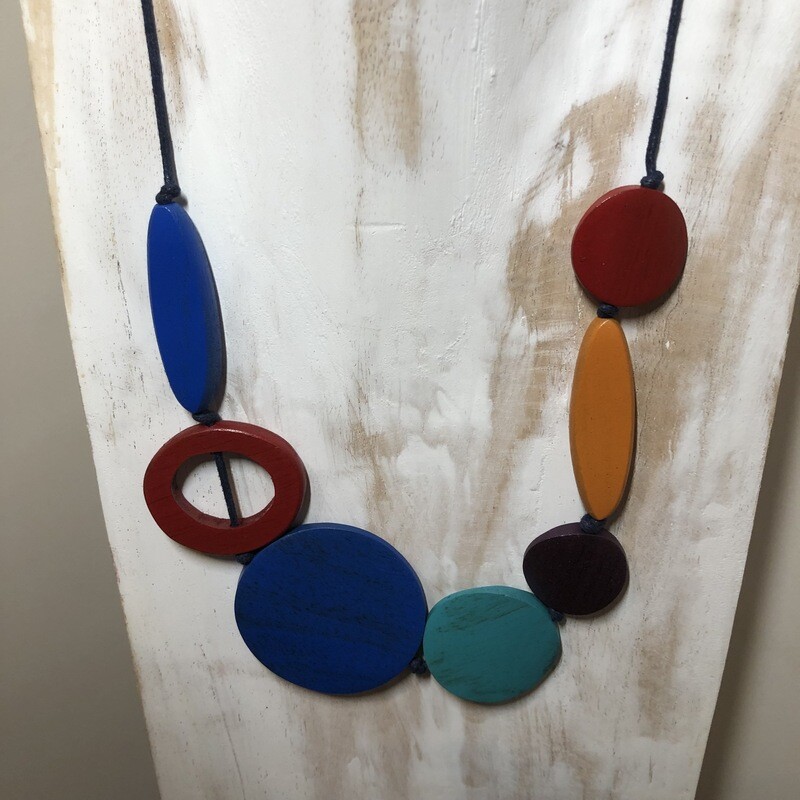 Wooden Mixed Shape Multi Coloured Necklace
