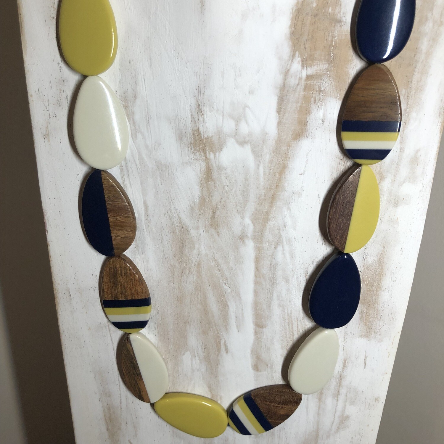 Resin and Wood Mustard Necklace