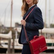 Red Leather Satchel and Clutch purse