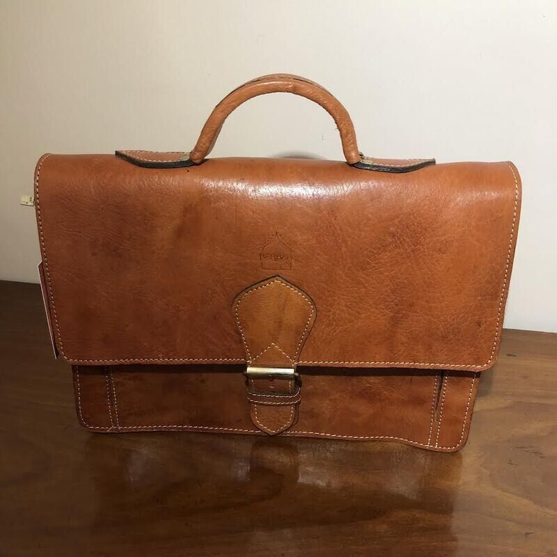 Light Brown Leather Satchel and Clutch Purse