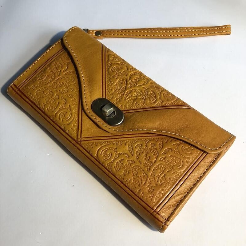 Leather Purse Clutch Bag - Yellow Leather Purse Clutch Bag - Yellow