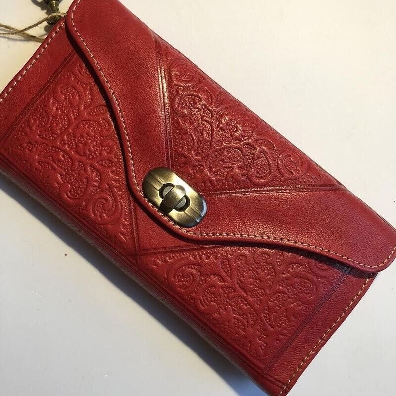 Leather Purse Clutch Bag - Red Leather Purse Clutch Bag - Red