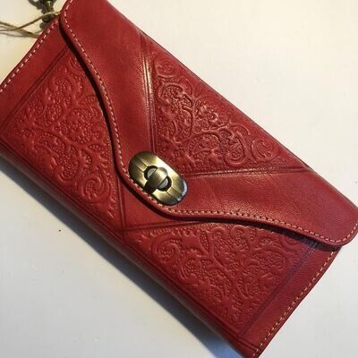 Leather Purse Clutch Bag - Red Leather Purse Clutch Bag - Red