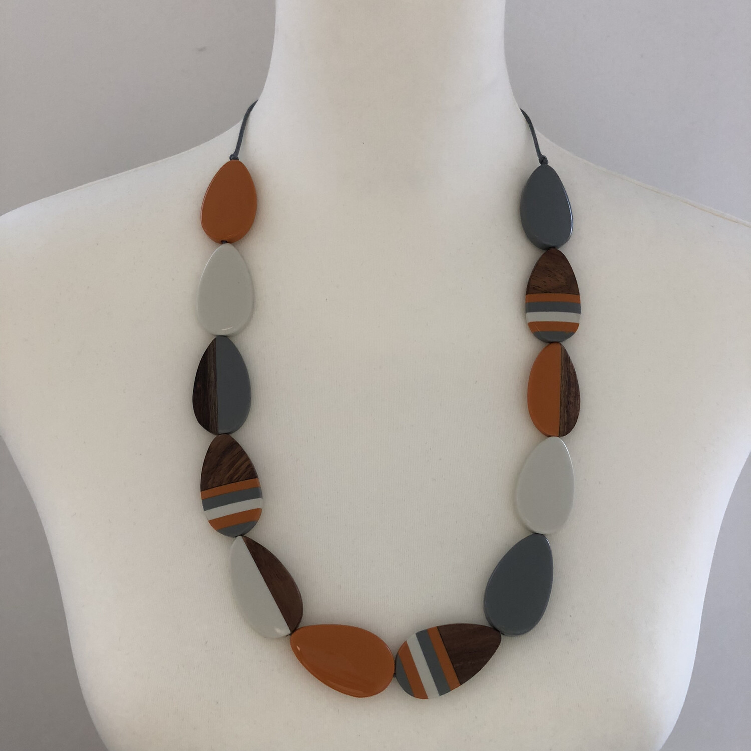 Resin and Wood Orange Necklace