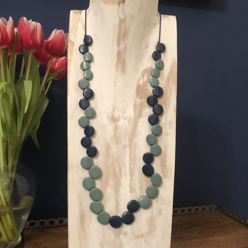 Long Blue Resin Stepping Stone Necklace