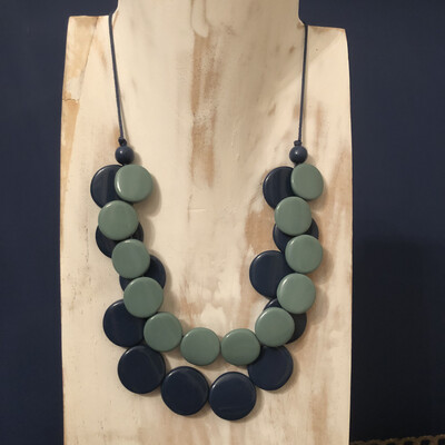 Blue Overlapping Resin Statement Necklace