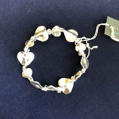 Silver Plated Beaten Heart Bracelet 