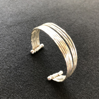 Narrow Silver Coloured Metal Cuff