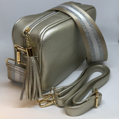 Silver Camera Bag with two straps