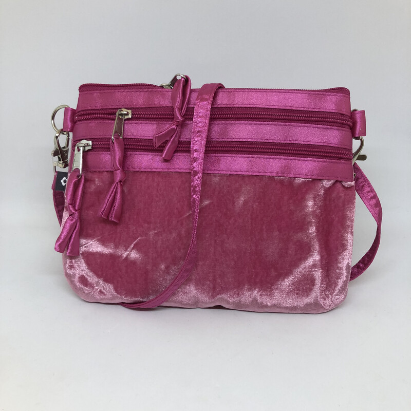 Pink Velvet 3 Zip Pouch Bag