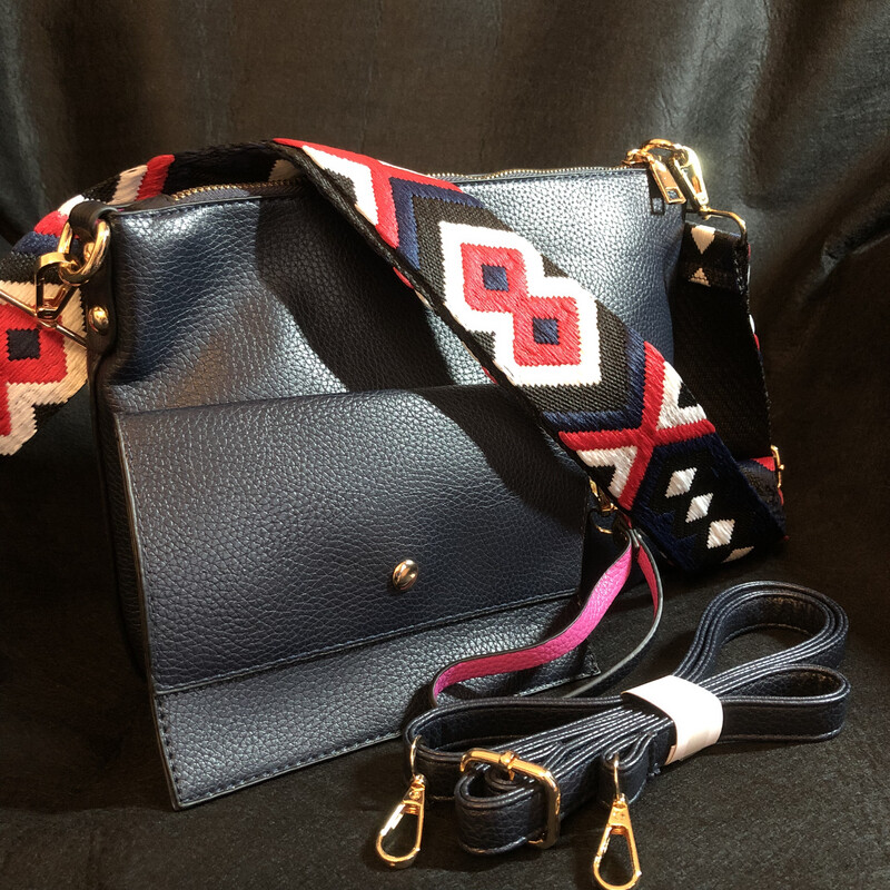 Navy Crossbody Bag with two straps