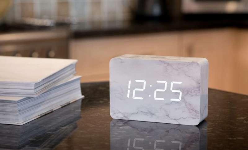 Brick Click Clock by Gingko in Marble effect