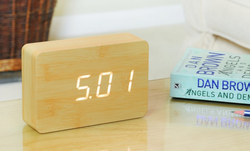 Brick Click Clock by Gingko in Beech effect