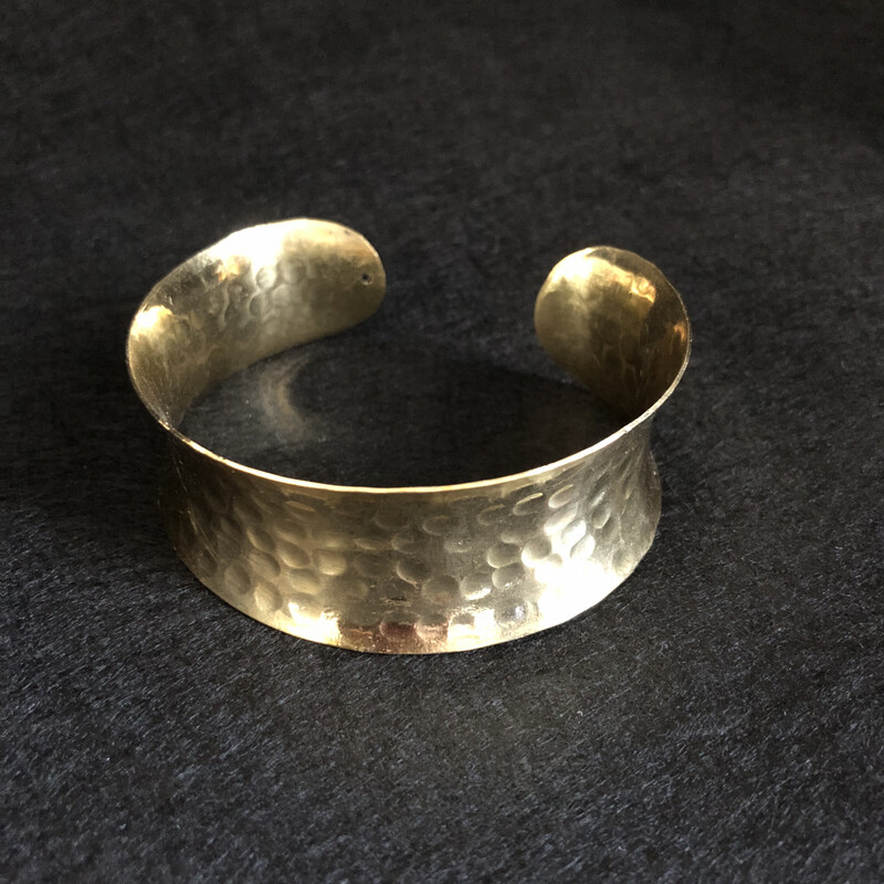 Solid Beaten Gold Coloured Metal Cuff