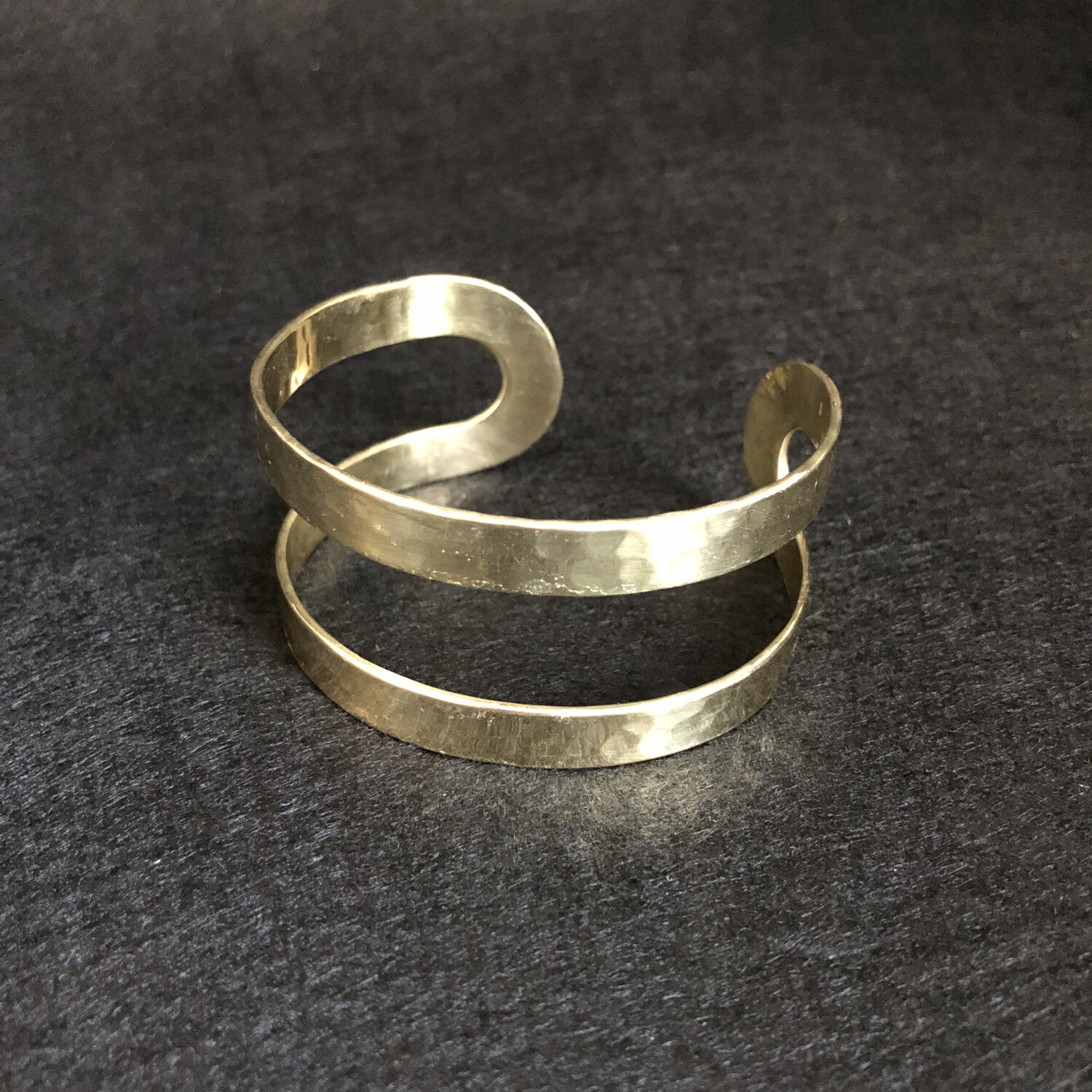Beaten Gold Coloured Metal Double Bar Cuff