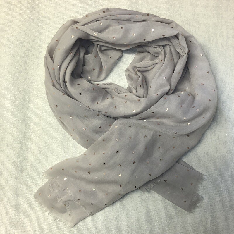 Light Grey and Gold Star Scarf