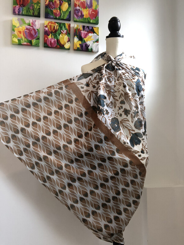 Brown and Blue Fine Cotton Sarong