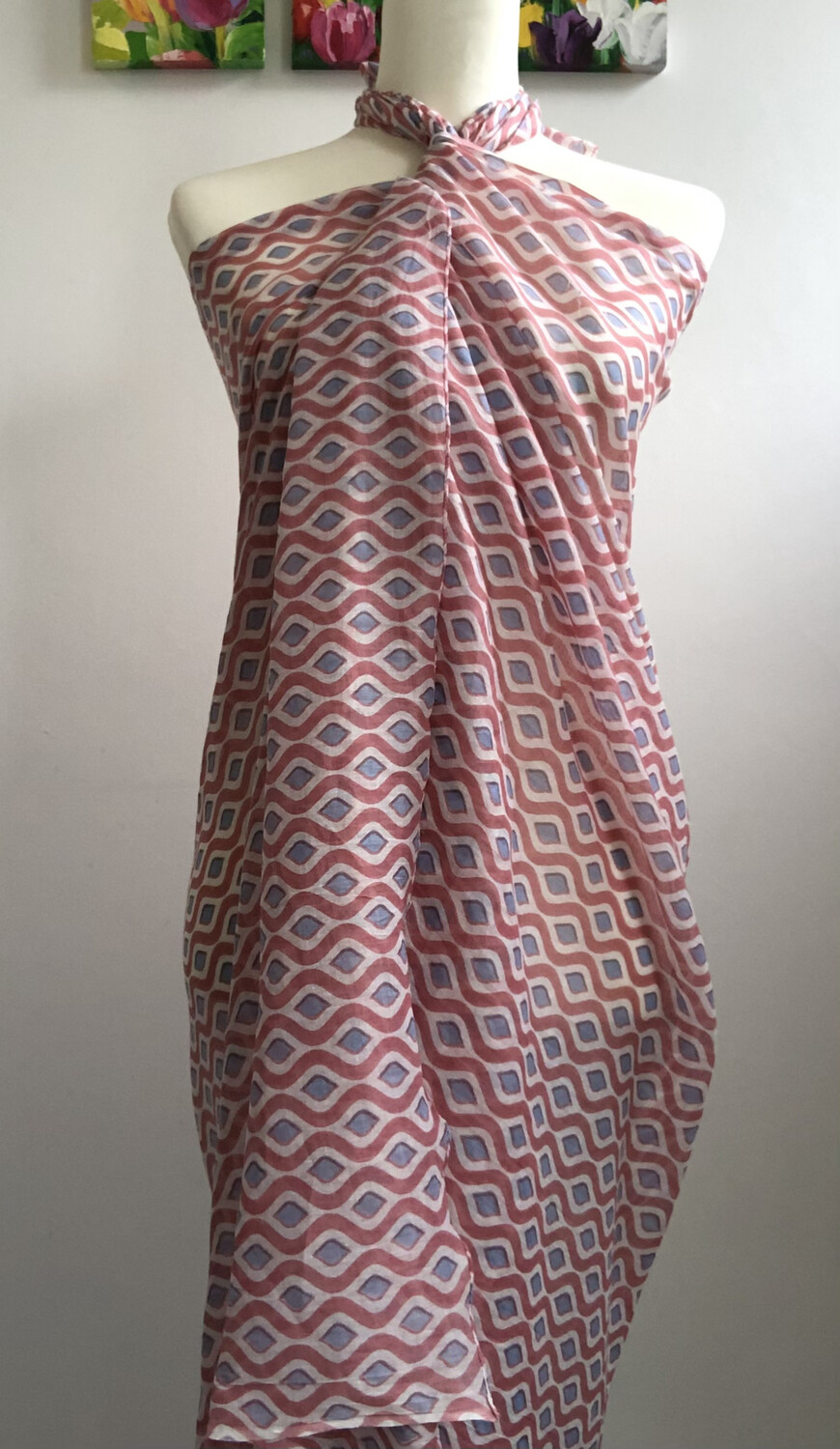 Red and Blue Fine Cotton Sarong
