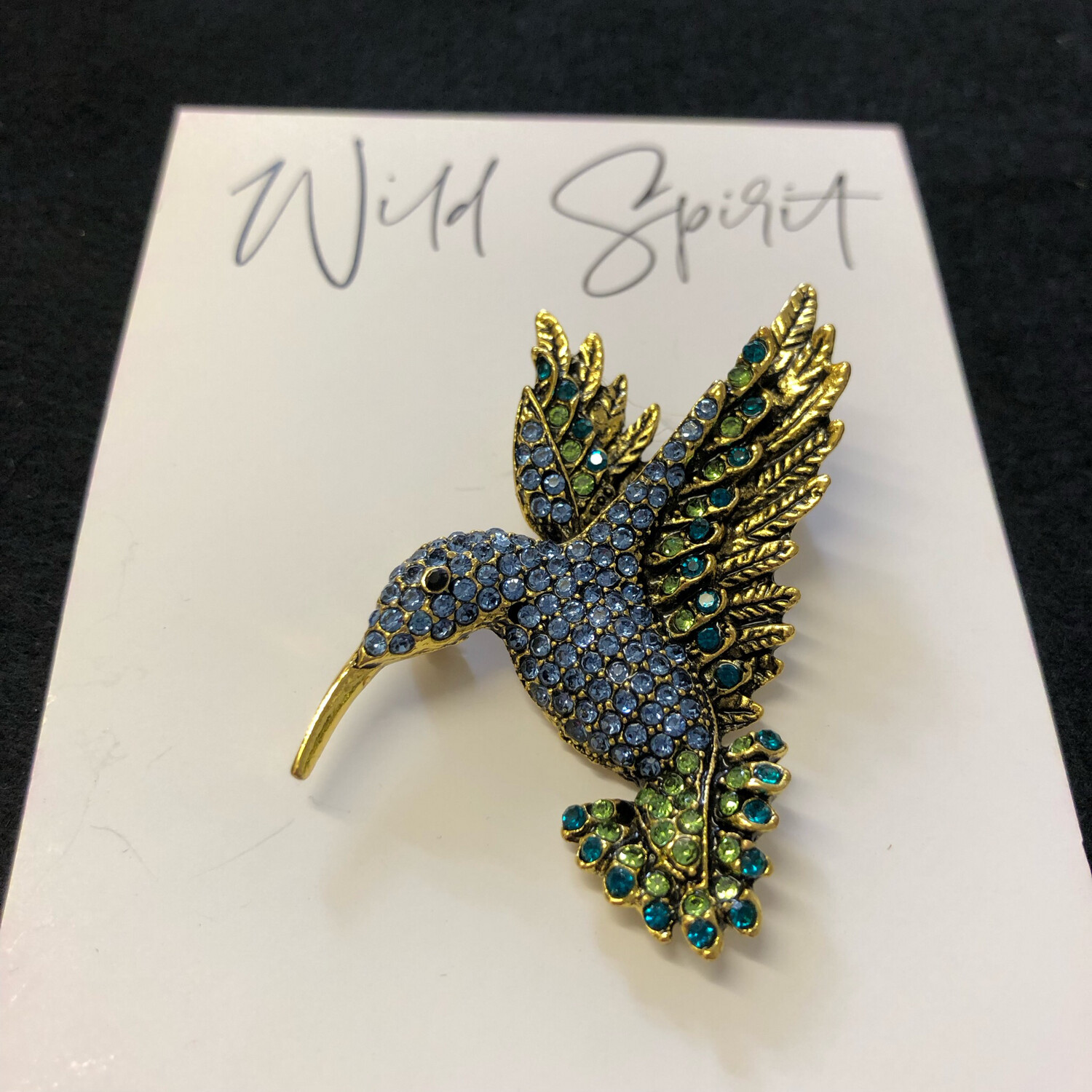 Blue Hummingbird Brooch