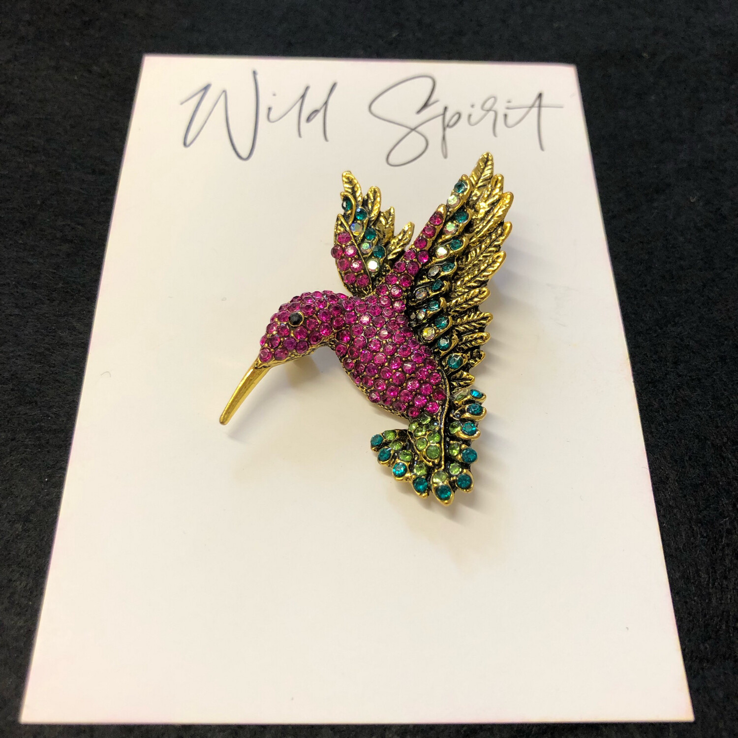 Pink Hummingbird Brooch