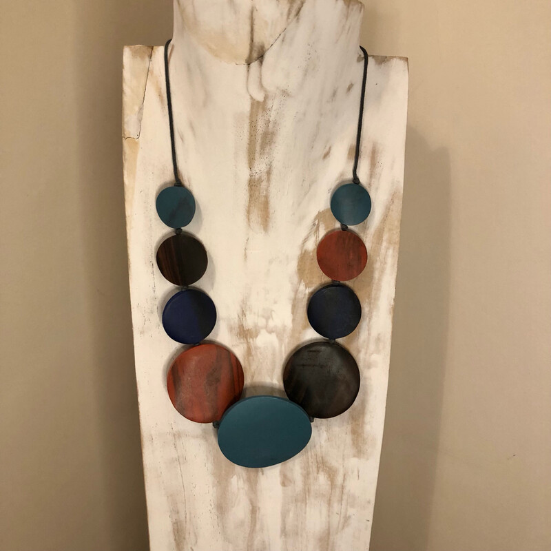 Graduated Wooden Orange Disc Necklace